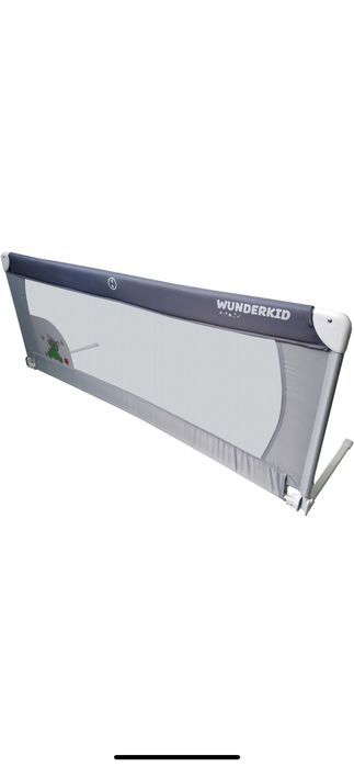 2 buc Bariera de protectie pentru pat, Wunderkid, 150x58 cm, Gri