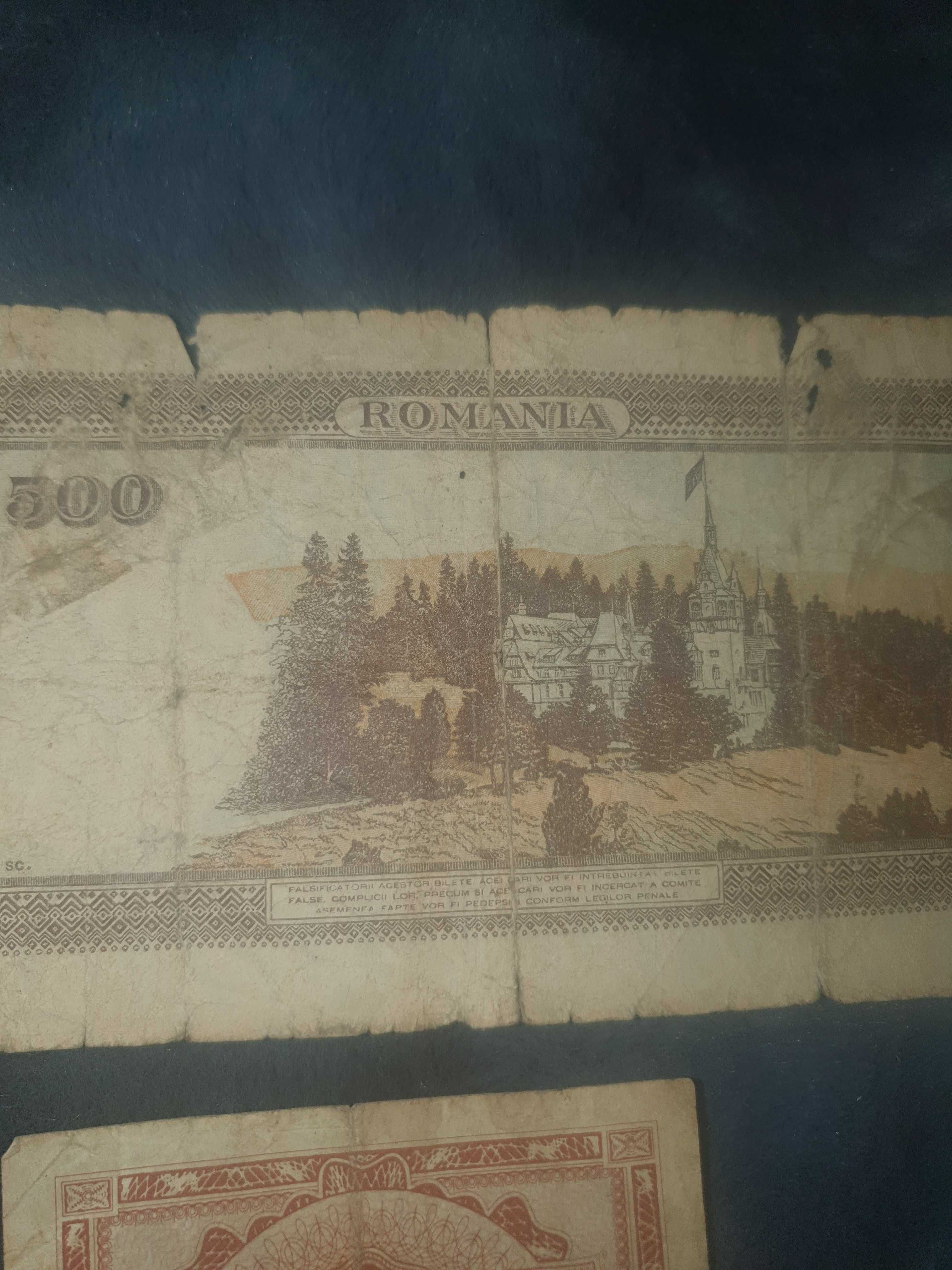 bancnota veche 500 lei si una de 50 pfennig