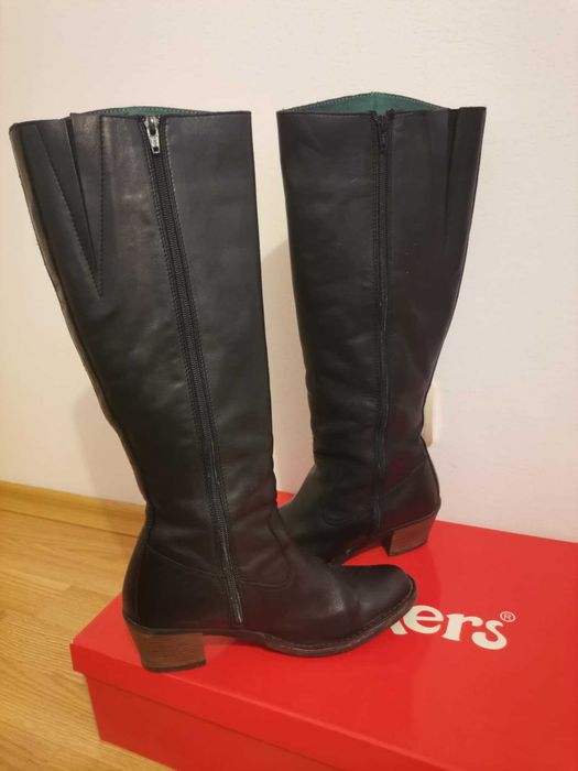 Дамски високи кожени ботуши Kickers