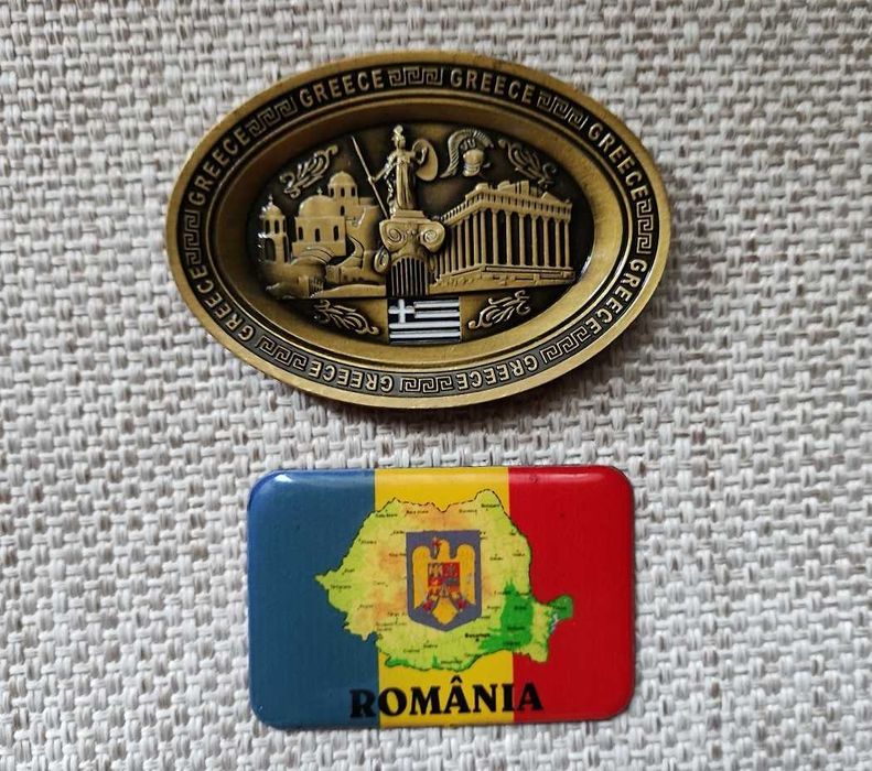 Магнити за хладилник - Гърция (метален) и Румъния
