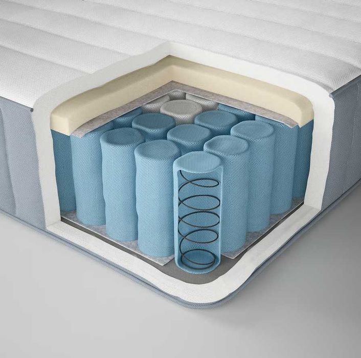 Set Pat Ikea SLÄKT + 3 cutii depozitare + saltea VALEVÅG 90x200 cm