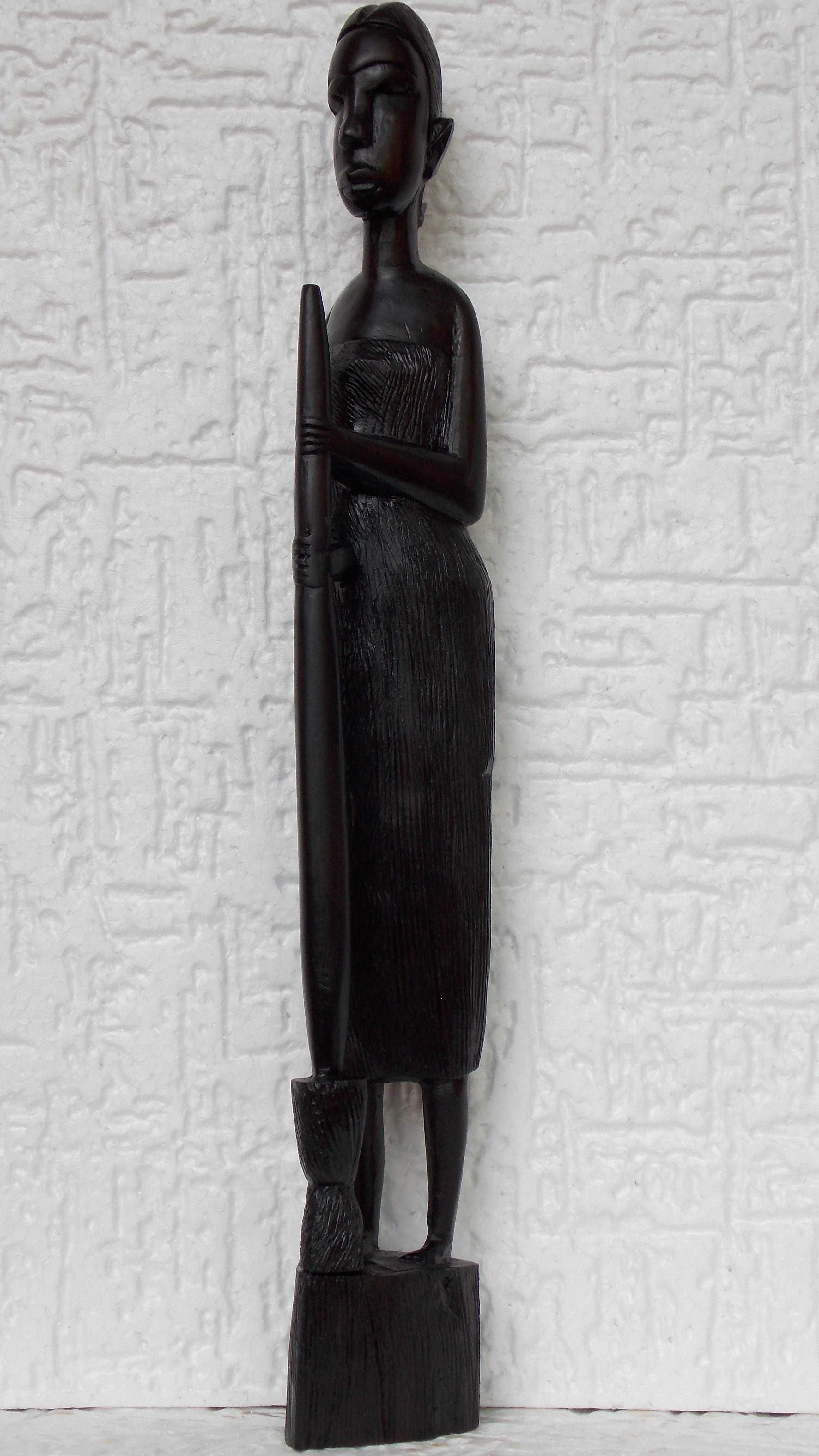 Statueta unicat 39 cm sculptura lemn abanos,arta africana 660 gr.