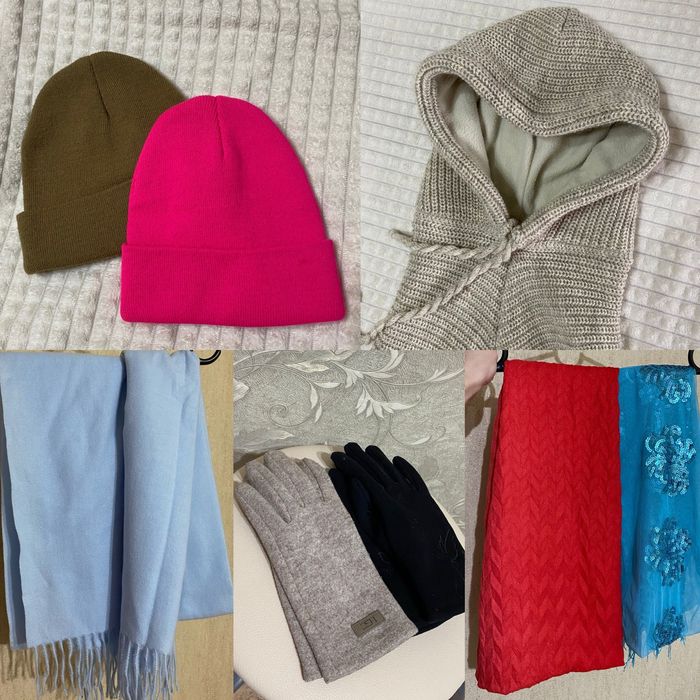 Шапки,капор на флисе,палантины,перчатки,шарф