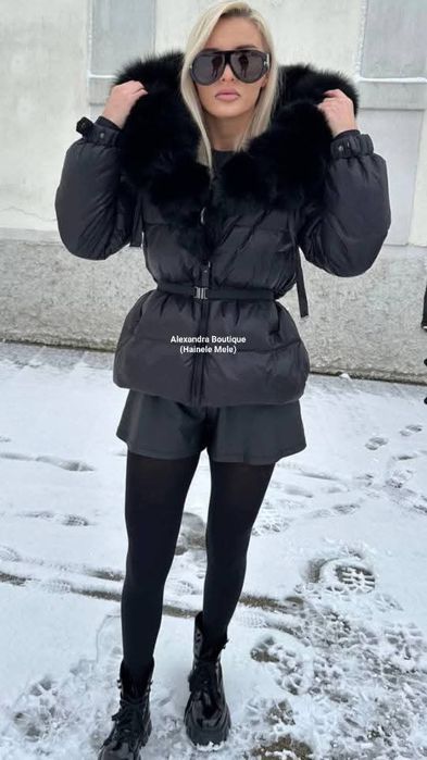 Geaca cu blana naturala de vulpe