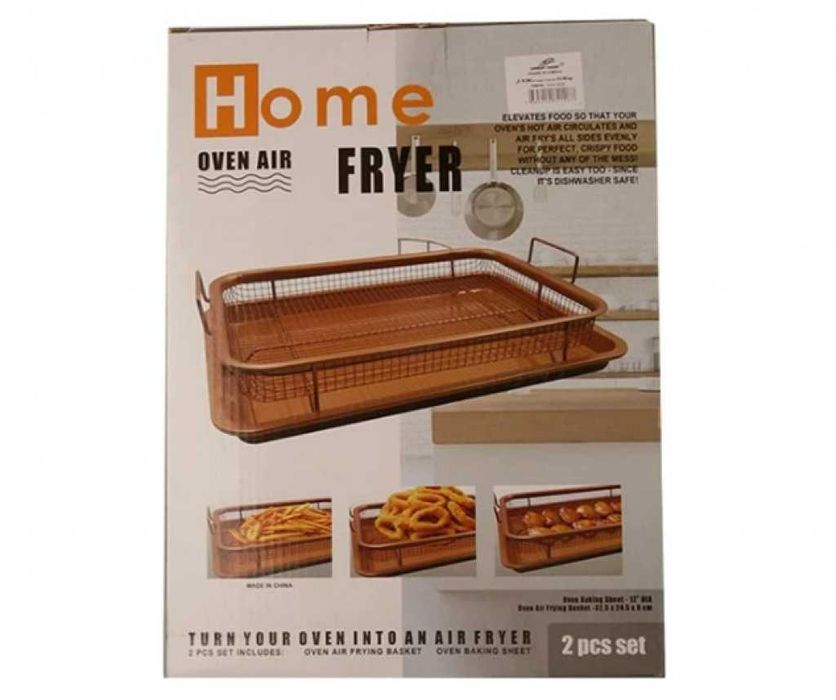 Правоъгълна мрежеста кошница в комплект с тава от въглеродна стомана