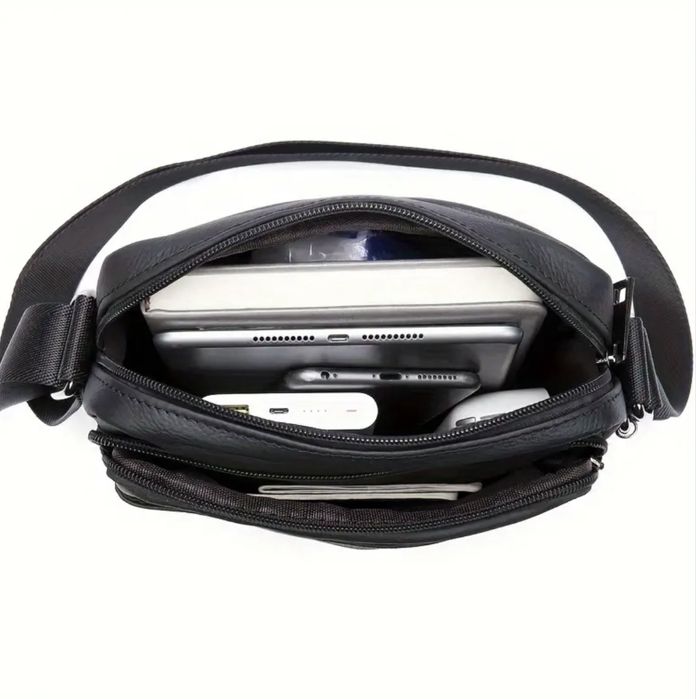 Мъжка бутикова кожена чантичка /Черна естествена кожа -10% Промоция!