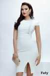Rochie Fofy de cununie alba elegantă cu insertii de perle aurii sipene