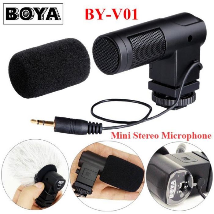 Microfon BOYA BY-V01 Mini X/Y Stereo Condenser pt aparat foto DSLR, Mi