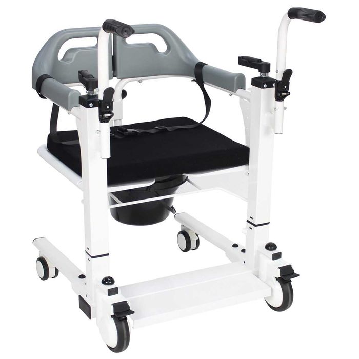 Scaun cu vas de toaleta, cu lift, pe roti, pentru transfer, max. 100kg