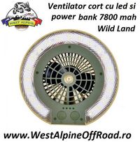 Ventilator cort auto cu iluminare led si power bank 7800 mah Wild Land