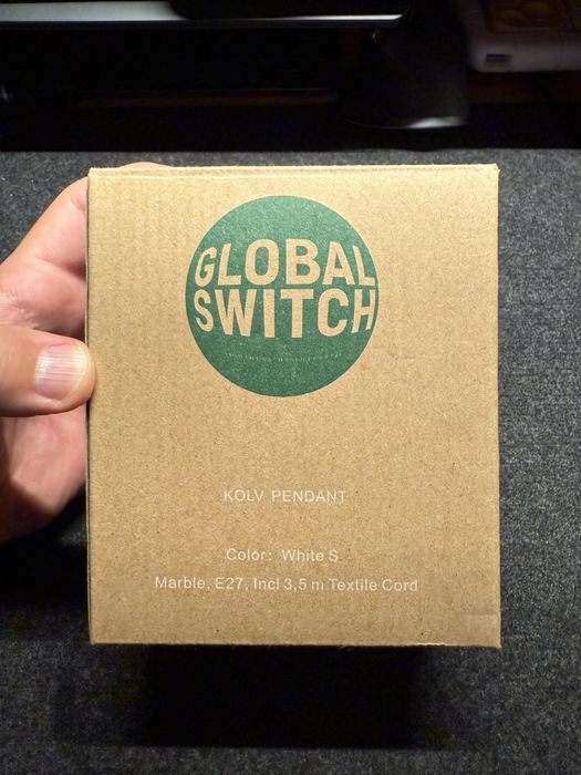 Lustra din marmura, alb, 5.5x8cm, cablu 3.5m