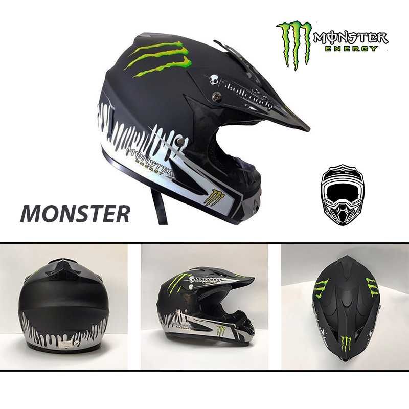 Кросова каска MONSTER, Full Face, DOT, Размер: S/M -Вело, Мото, Скутер