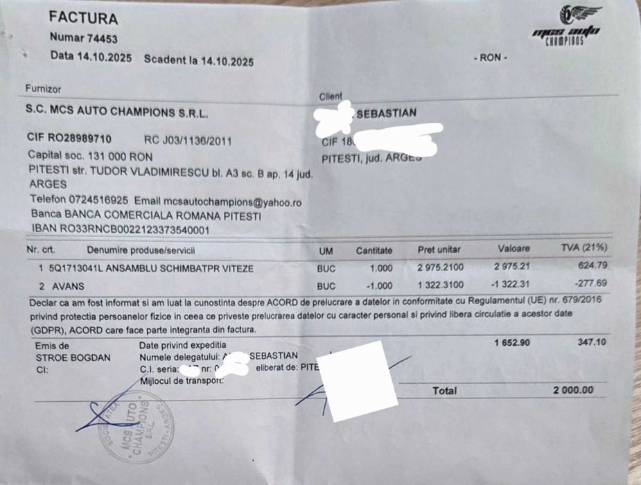 Vand schimbator viteze Skoda Octavia