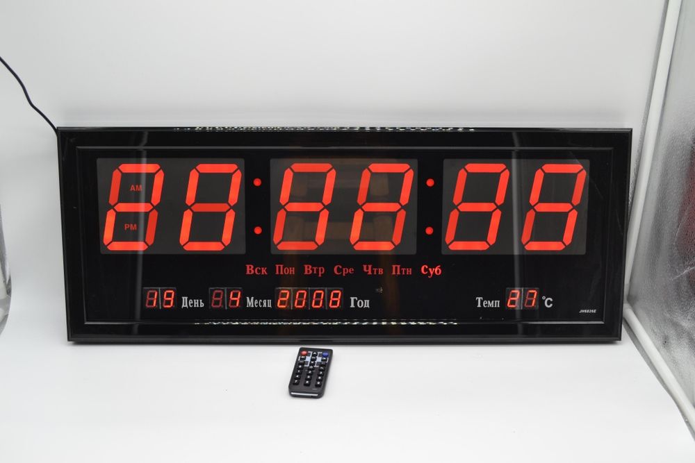 Электронные настенные часы JH 6826 на стену цифровые красные с пультом