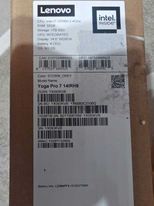 Laptop Lenovo Yoga Pro 7 14IRH8 procesor Intel Core i7-13700H - 14.5"