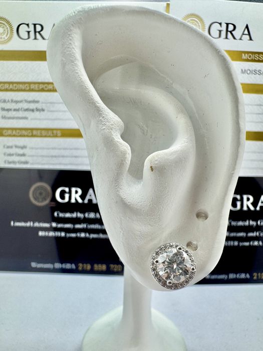 Сребърни обеци с мойсанит (Диамант) 1 карат