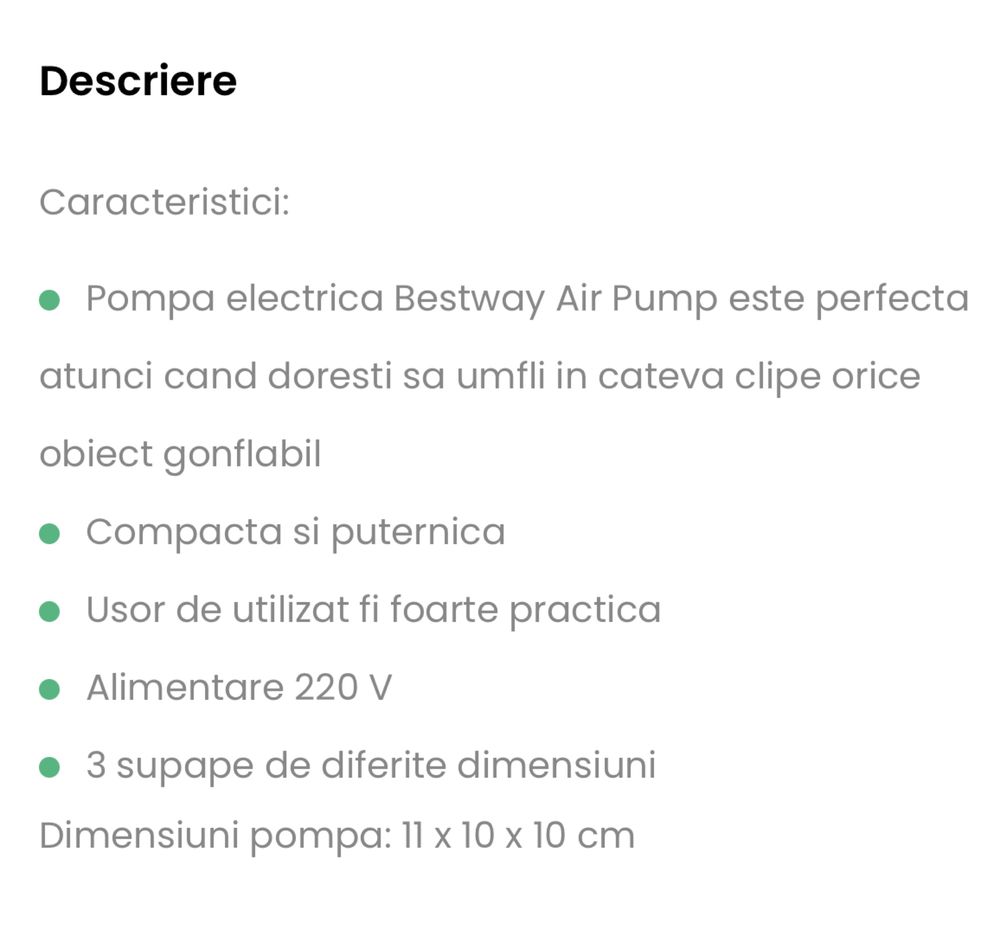 Pompa de aer  electrica pt saltele  etc Noua Sigilata