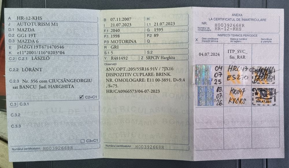 Mazda 6 2007 2000cm³diesel,121cp.-Una platesti,doua primesti!!