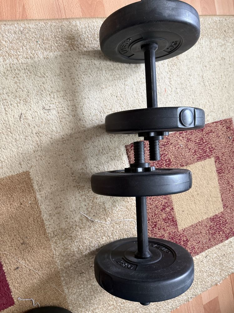 Banca abdomene dual trainer+doua gantere reglabile