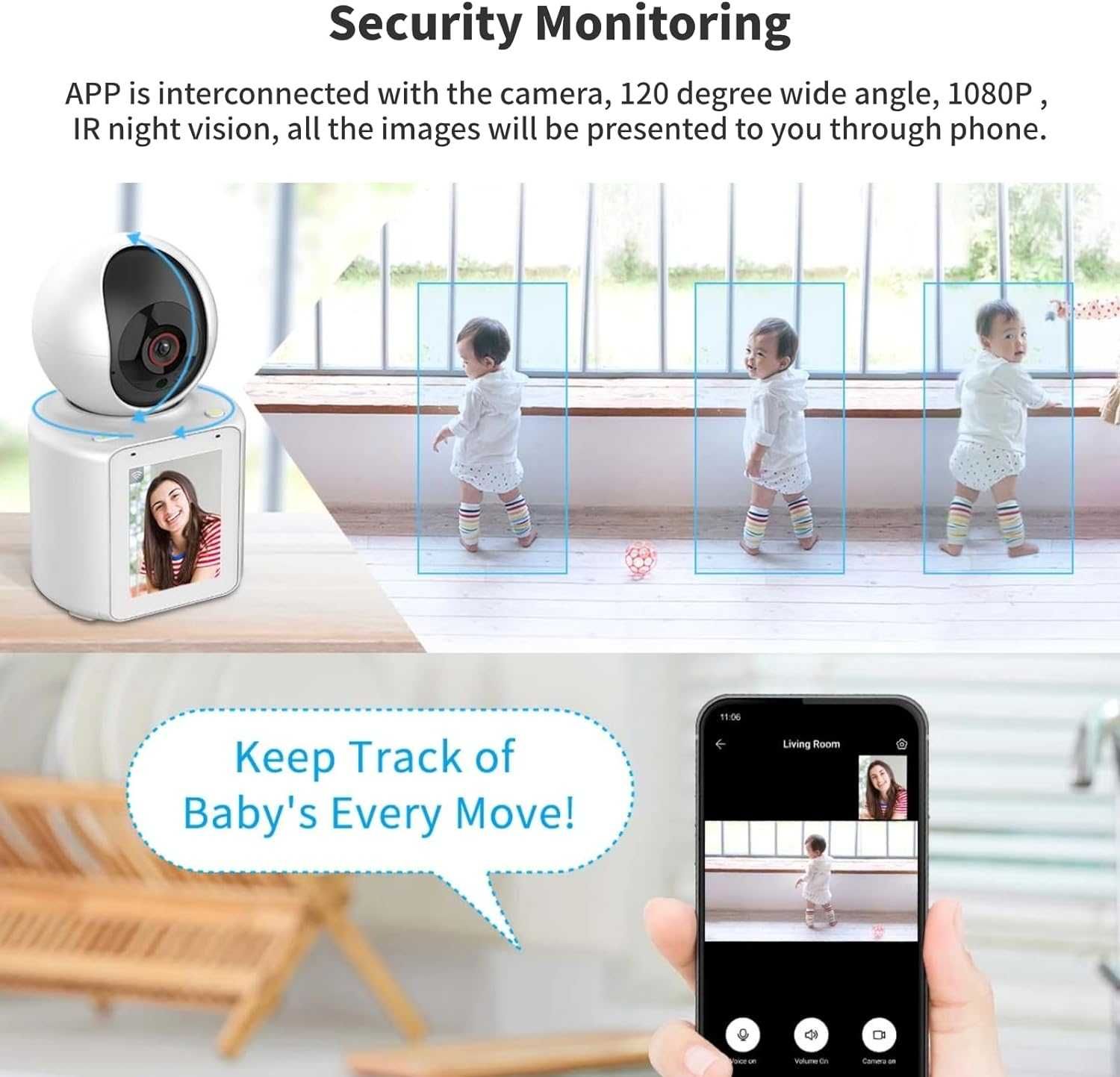 Baby Monitor Wireless, 2.8Inch IPS, Functie Push To Talk Video, 214lei