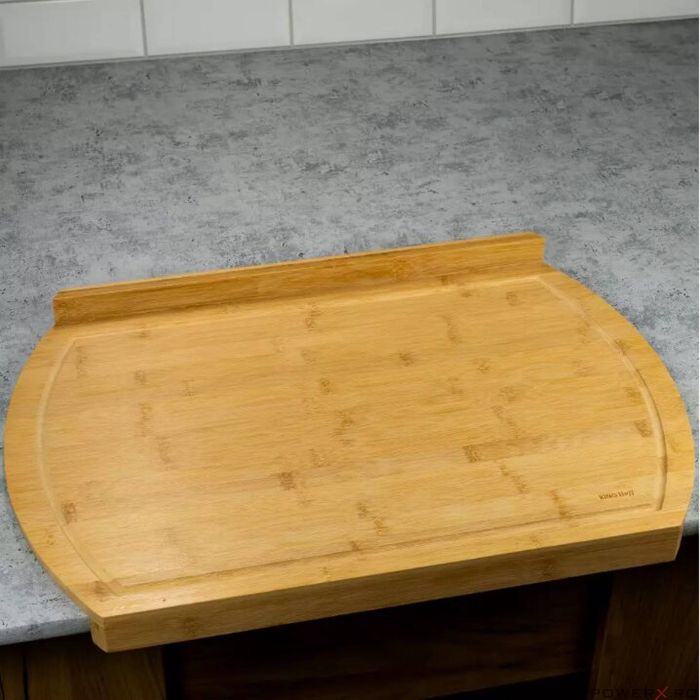 Tocator manual din bambus cu margini, dreptunghiular, 58x38x4 cm,