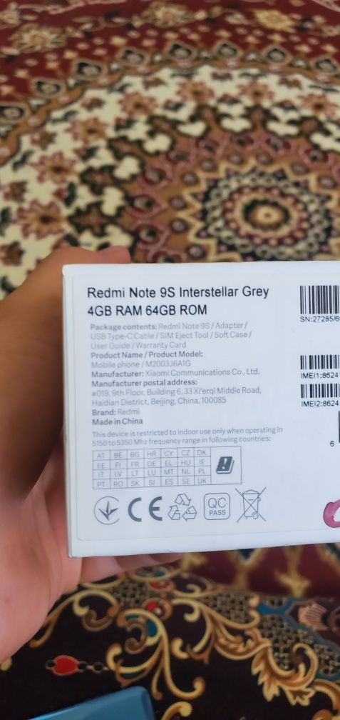Redmi note 9 s 4 64 gb idial qirilmagan chizilmagan