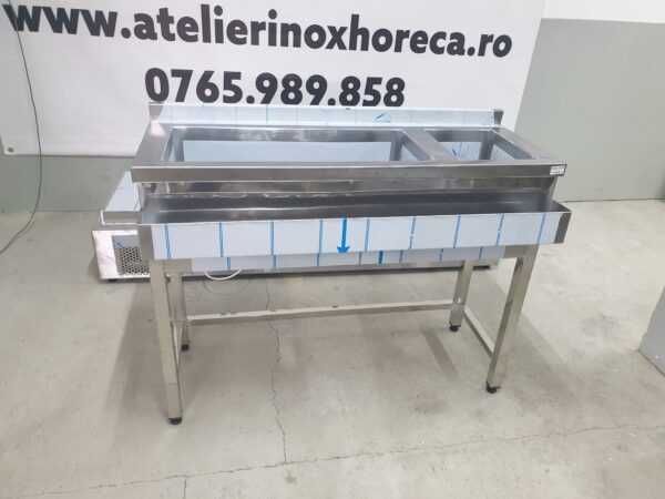 Statie de bar inox 2 cuve 1200x450x900mm cu 1 speed rack