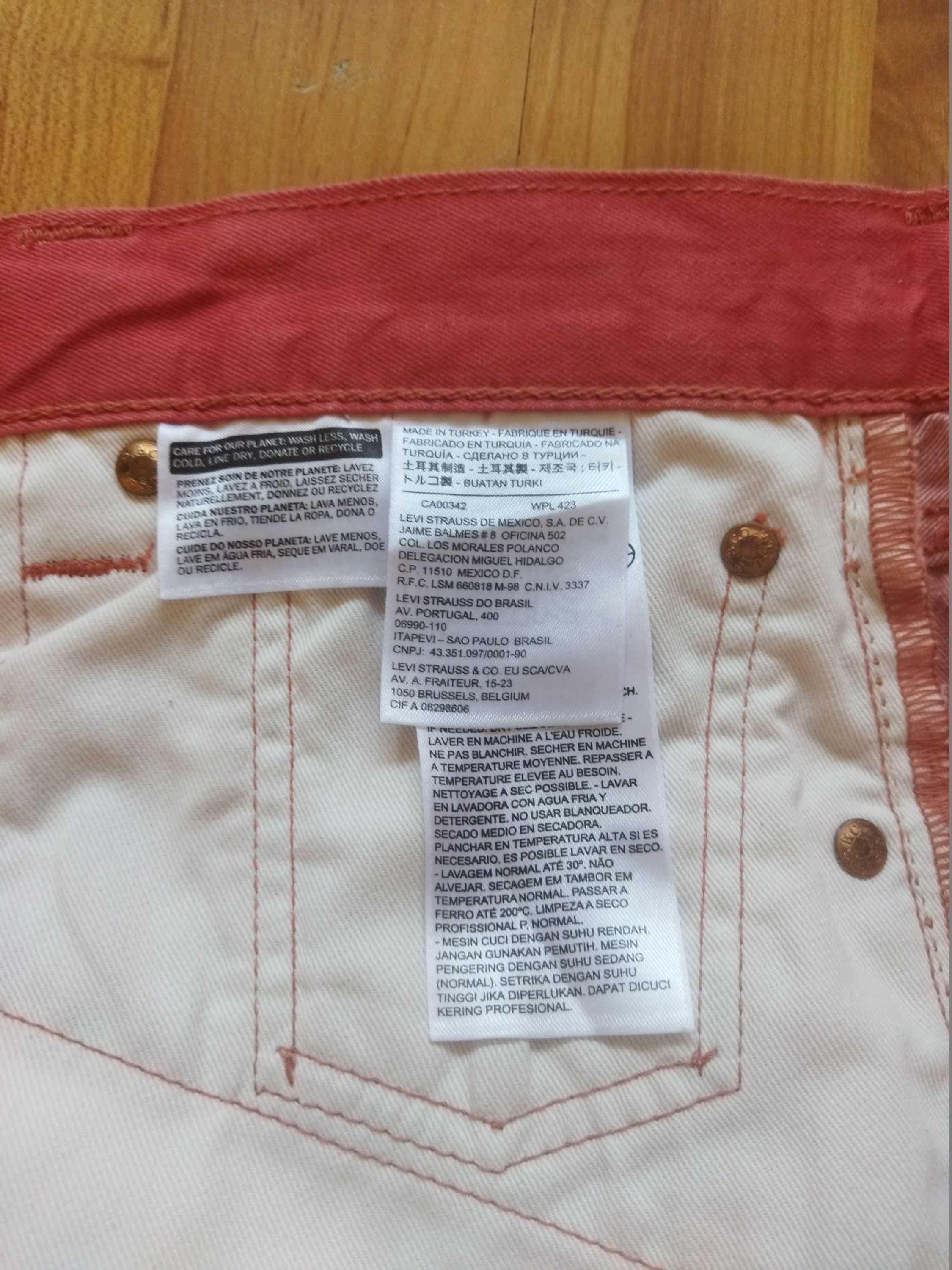 Джинсы мужские Levis 501 (США),коралловые,оригинал,новые,р-р 34/32