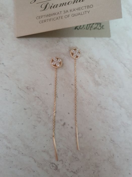 14 к.златни обеци и Van cleef *сребърна гривна с мойсанити