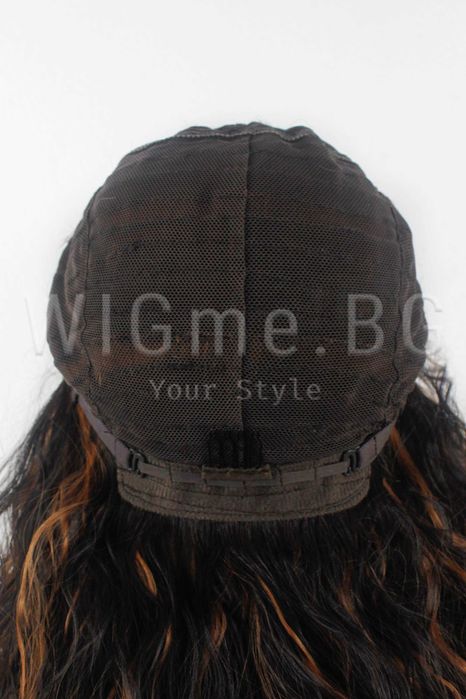 Дълга обемна чуплива тъмнокестенява перука Елина