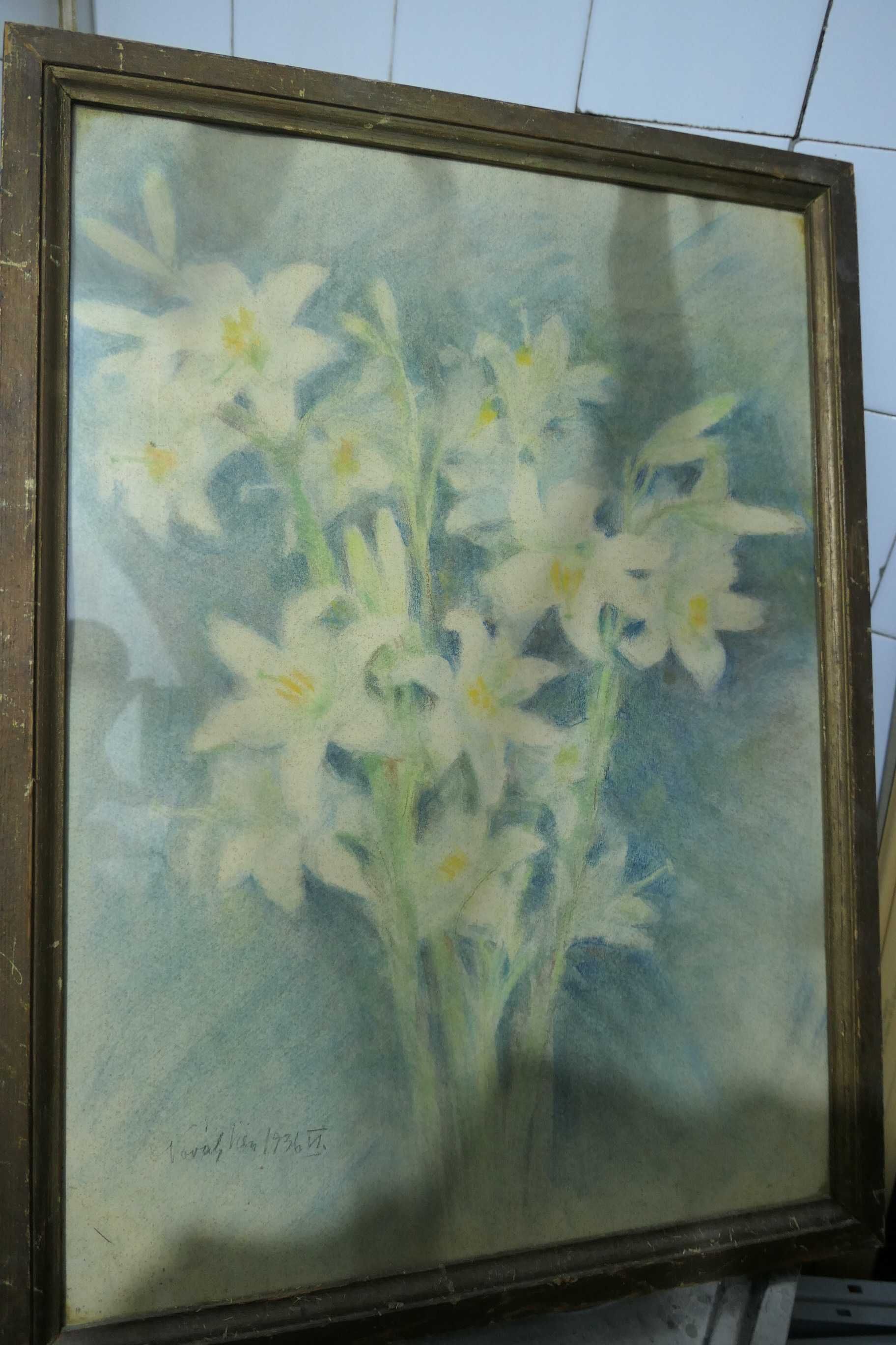 Flori semnat datat NOVAK Vien VI 1936 70/50cm Pastel