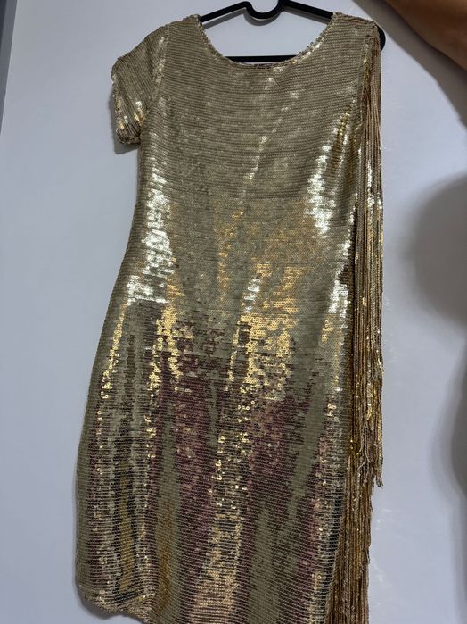 Официална златна рокля с пайети
