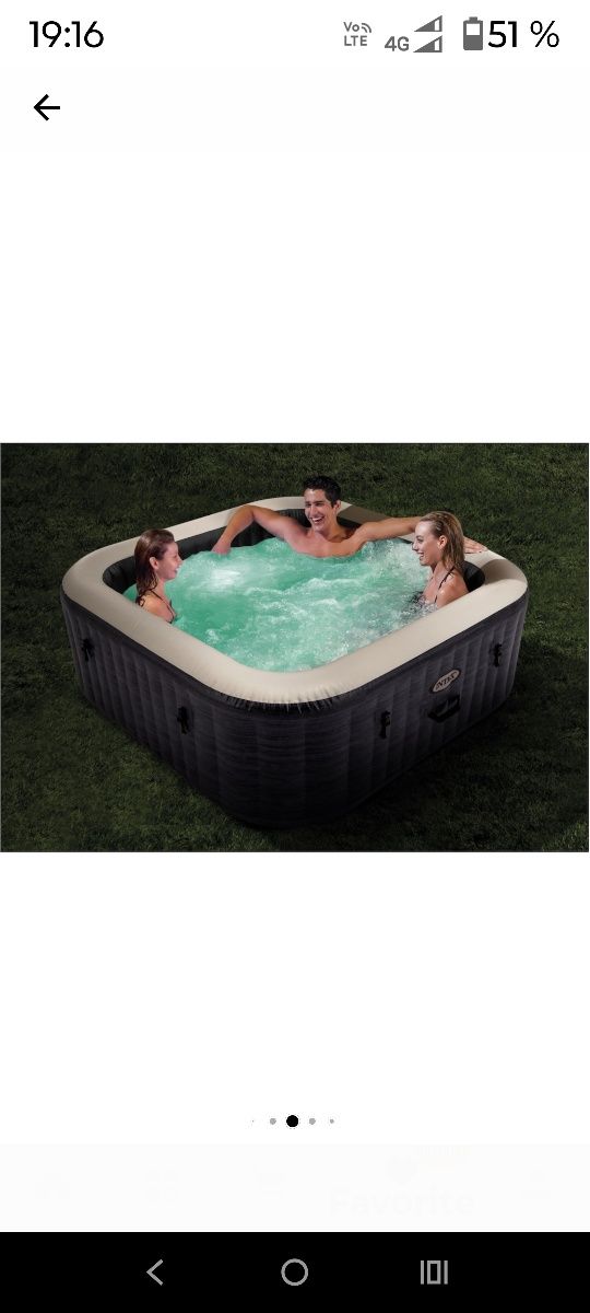 Jacuzzi gonflabil PureSpa Deluxe Square Bubble Intex , 175x175x 71 cm