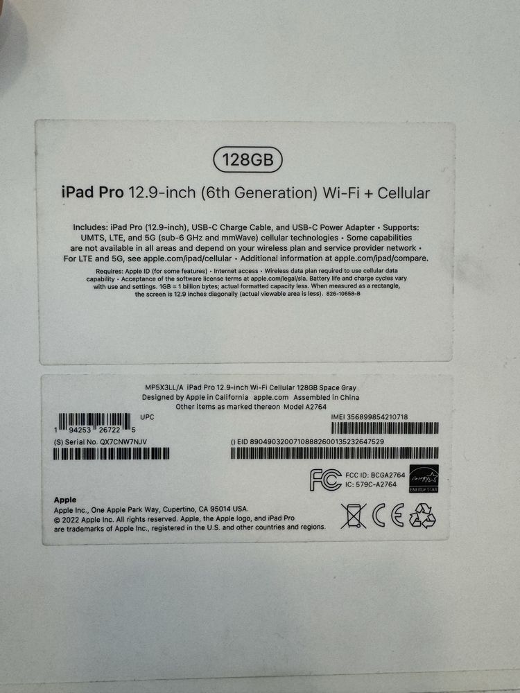 iPad Pro 12.9 M2 128GB + Cellular Gray