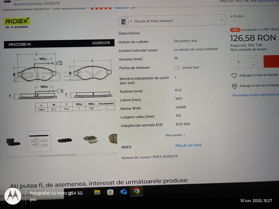 Kit complet frane fața  plăcute , discuri, șuruburi , fiat Ducato, Peu