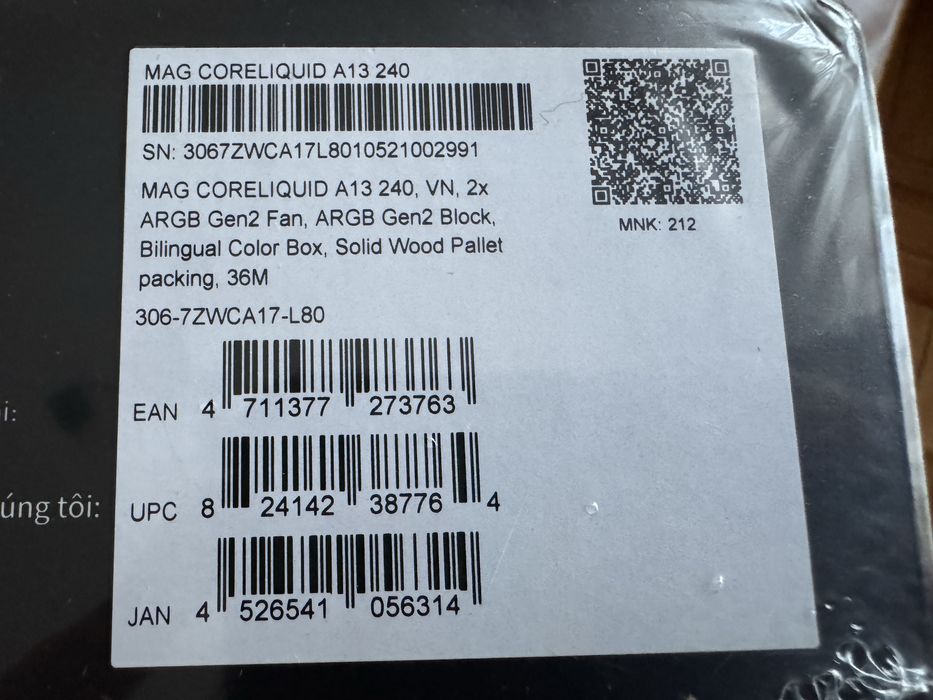 Cooler MSI MAG CoreLiquid A13 240 AIO nou sigilat