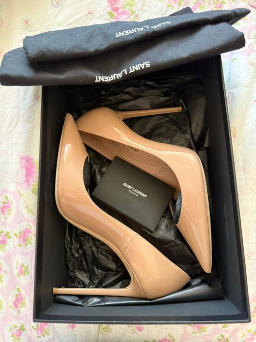Pantofi stiletto Saint Laurent NUDE PATENT ANJA 105
