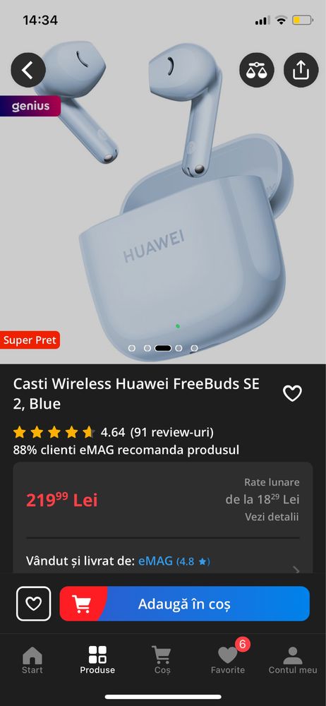 Casti TWS Huawei Freebuds SE 2