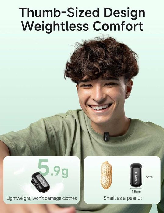 Безжичен микрофон брошка MAONO Wave T1 Mini USB-C за телефон