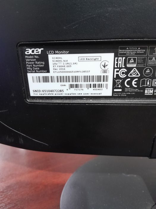 Monitor acer hdmi 24inci hdmi