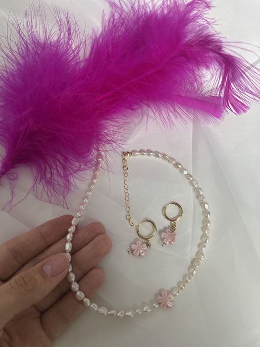 Набор из натурального жемчуга и керамики