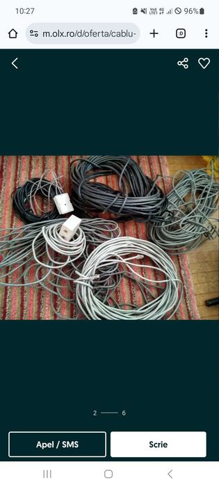 Cablu coaxial RG6 TV, cablu optic internet 9/125  g657 a1,telefon fix