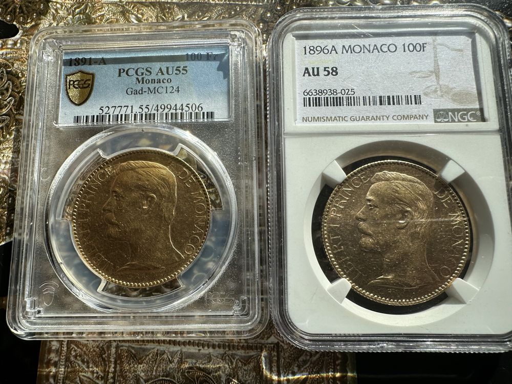 100 франка 1895 Франция Монако NGC PCGS  злато златна монета рядка