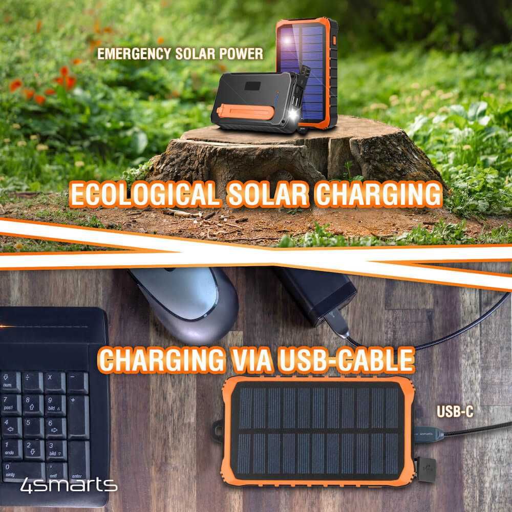 Соларна външна батерия с динамо и 2xUSB-A изхода от 4smarts Solar