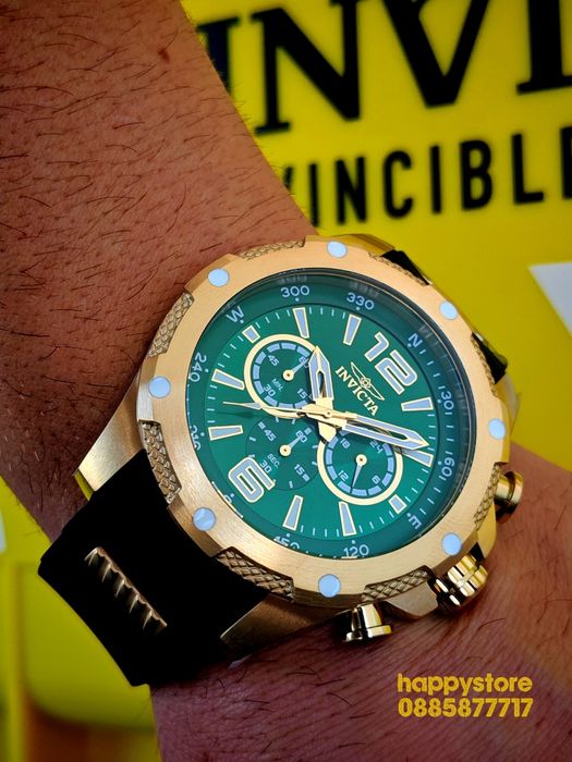 INVICTA Axis Gold/Green 50mm, Инвикта нов ръчен часовник