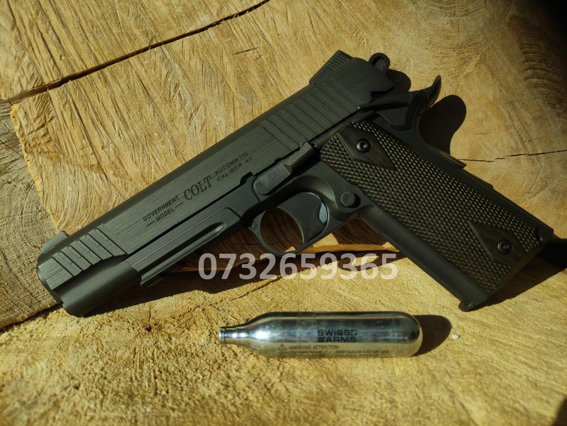 Promotie Colt 1911 FullMetal CO2 PistolAirsoft original +cadouCO2+bile