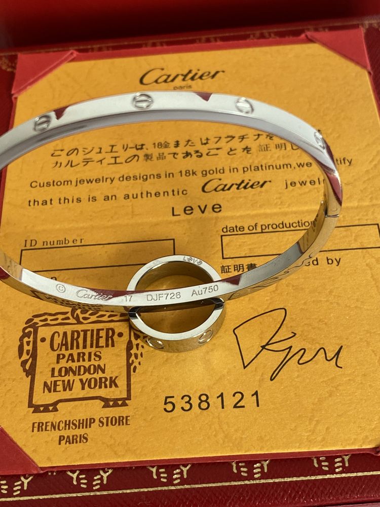 Brățară model Cartier LOVE slim White Gold 750