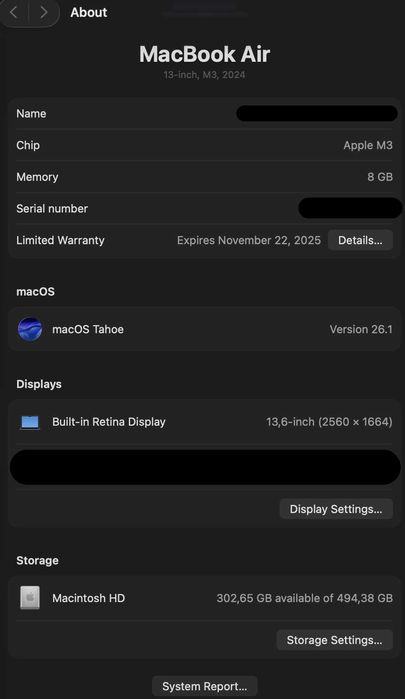 MacBook Air M3, 13”, 8GB RAM, 512GB SSD + подарък: Apple Magic Mouse