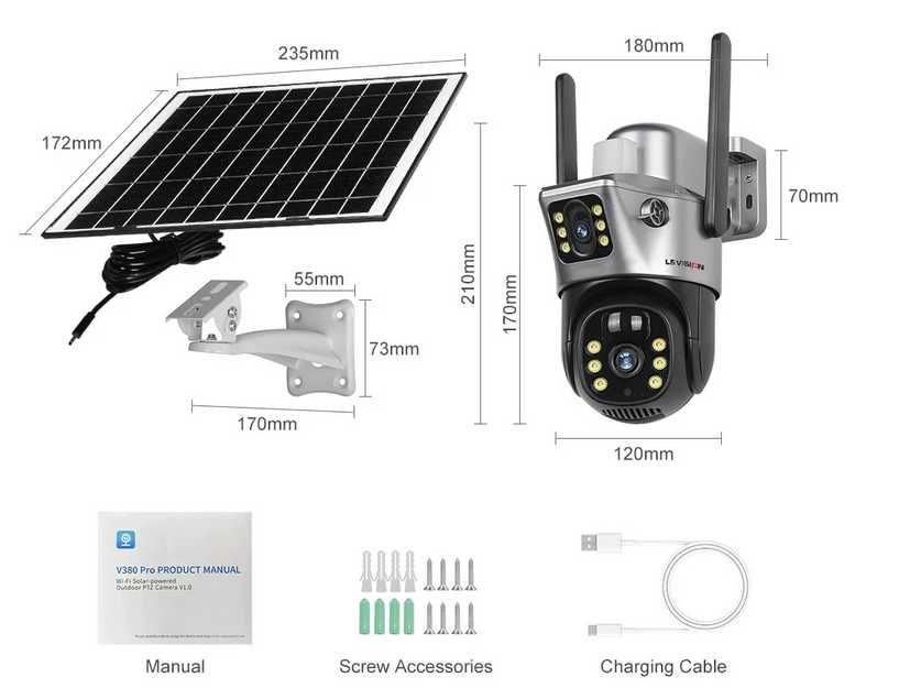 Camera Supraveghere Dubla LS VISION 360 4G cu cartela SIM &Panou Solar