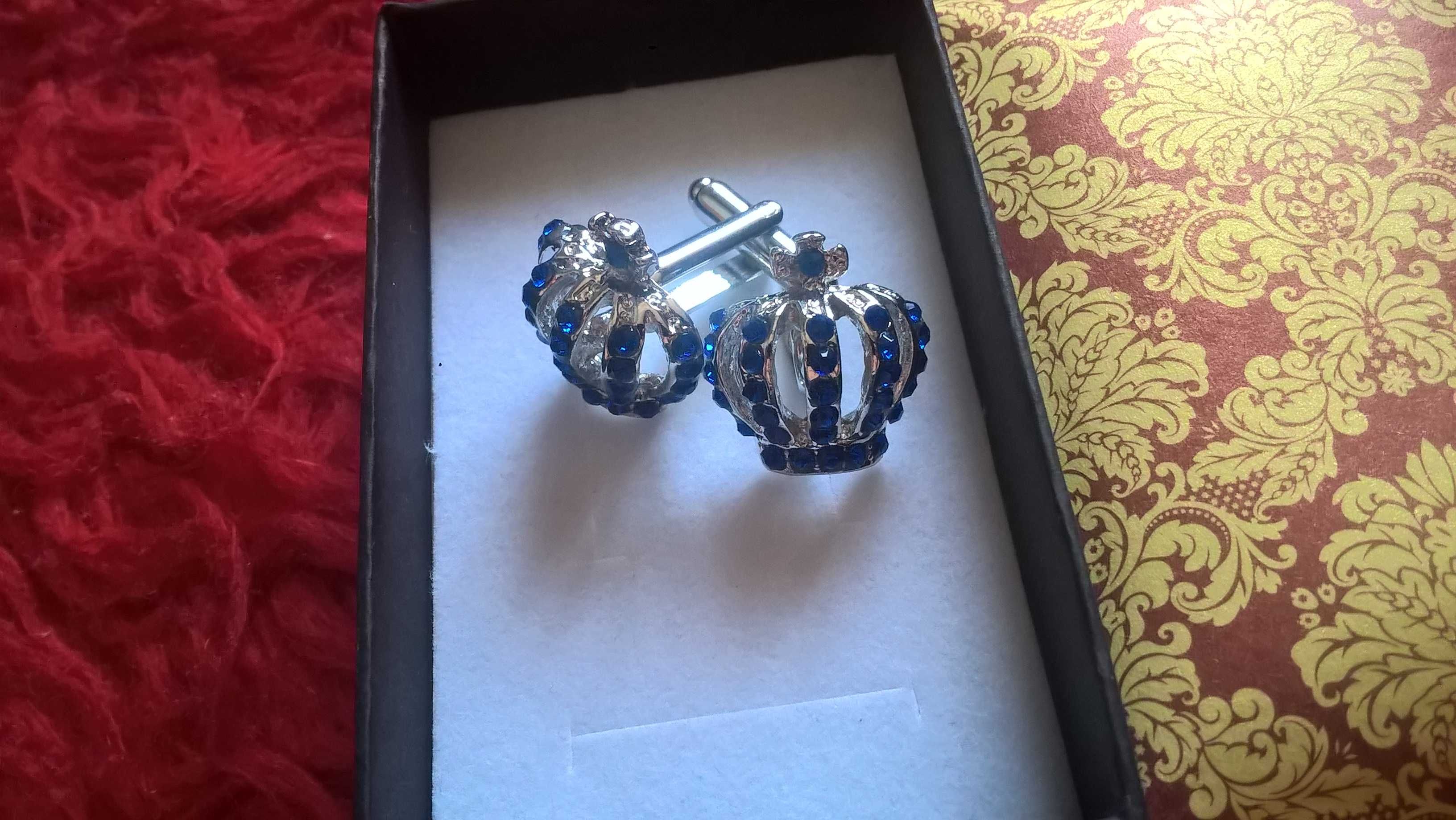 Pini pentru camasa Coroana Imperiala cu cristale austriece albastre